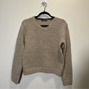BRANDY MELVILLE Beige Tan Wool VNeck Pullover Sweater ONE SIZE Coastal Boho Work